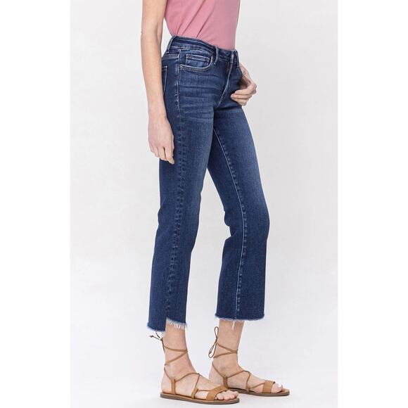 Lovervet By Vervet MID RISE RAW STEP HEM CROP FLARE Women's Jeans LV1147-P 18W - Picture 2 of 14